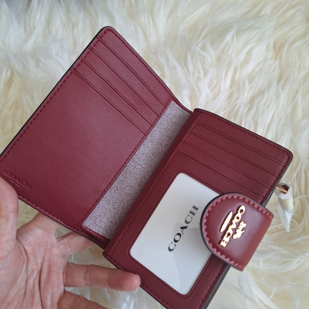 NWT Coach Medium Corner Zip Wallet In Signature Canvas With Cherry Print CZ342 - Picture 6 of 8